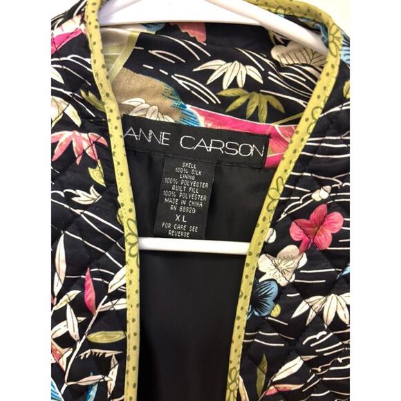 Anne Carson Quilted 100% Silk Floral Jacket Blazer - Picture 1 of 6